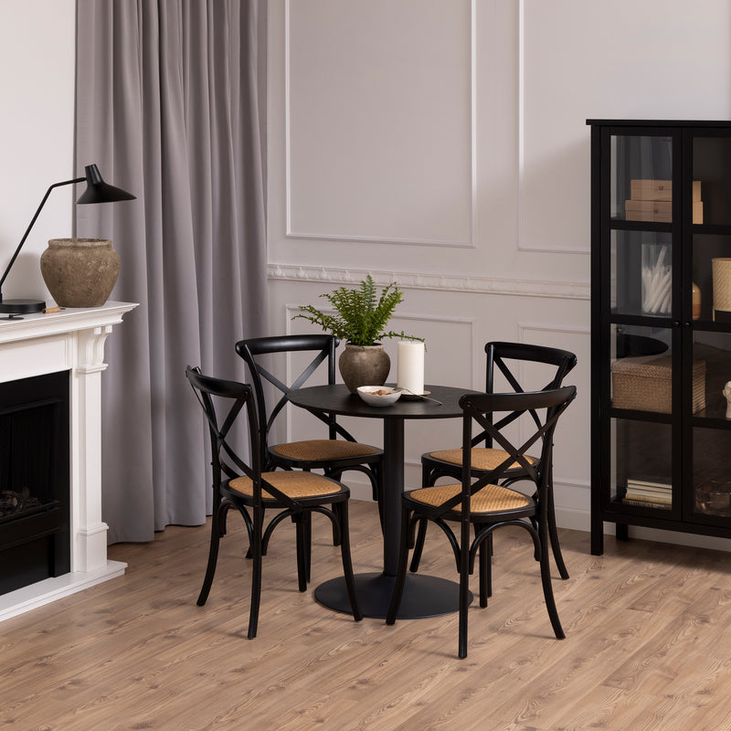 Ibiza Small Round CafÃ© Table with Black Ash Top and Matt Black Base — detail view