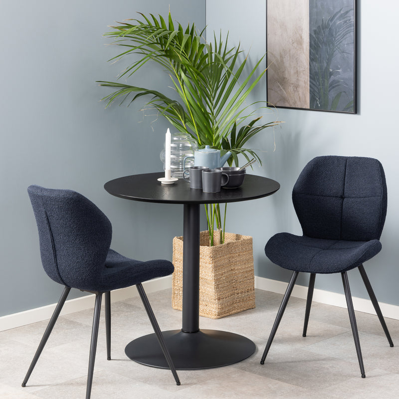 Ibiza Small Round CafÃ© Table with Black Ash Top and Matt Black Base — alternative angle