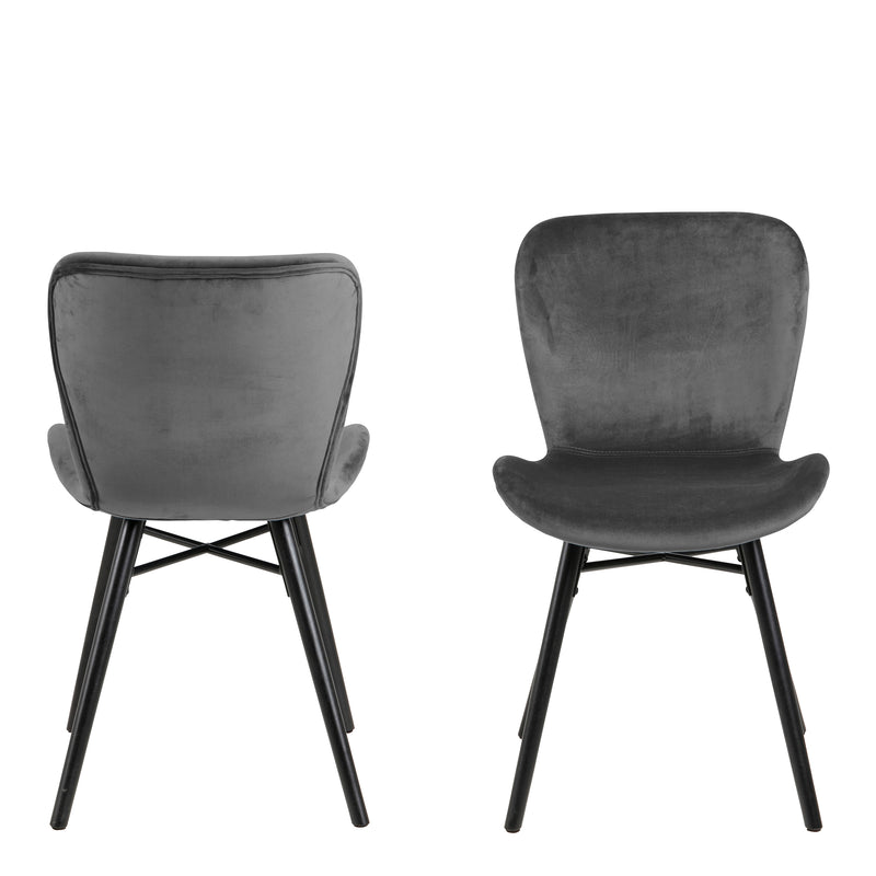 Batilda Dining Chair in Dark Grey Set of 2 — side angle