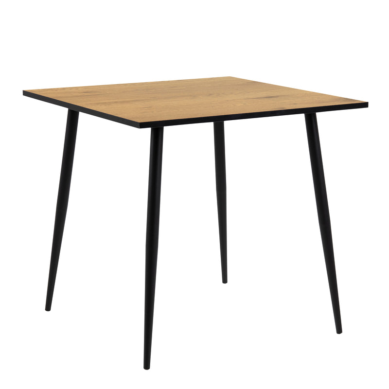 Wilma Small Dining Table in Oak & Black Legs 80x80cm — front view
