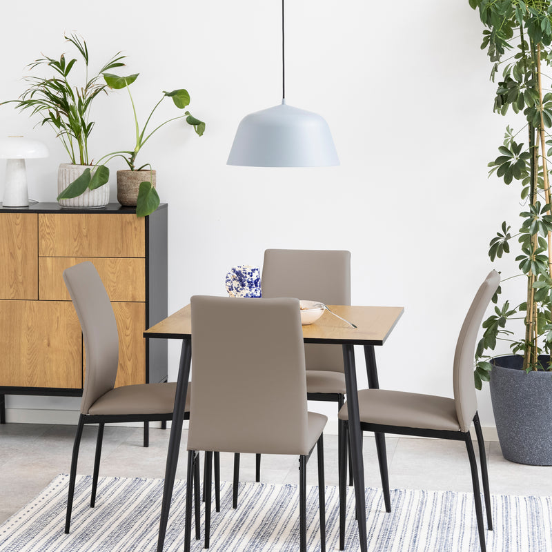 Wilma Small Dining Table in Oak & Black Legs 80x80cm — detail view