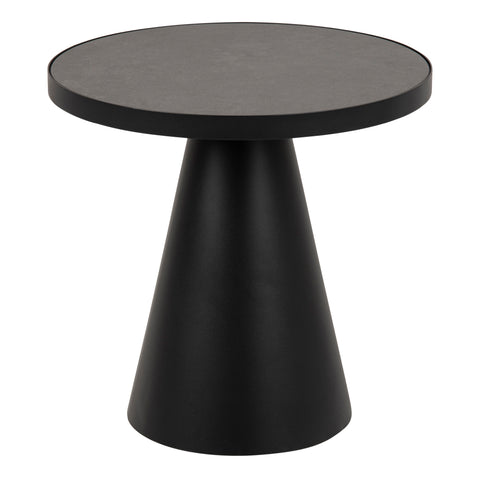Soli Round Ceramic Coffee Table in Black 45,7x45cm — front view
