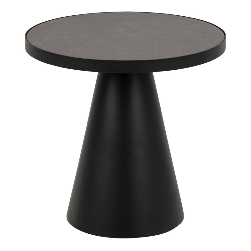 Soli Round Ceramic Coffee Table in Black 45,7x45cm — front view