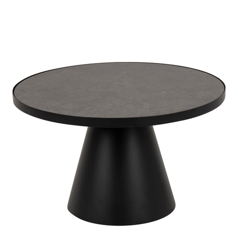 Soli Round Ceramic Coffee Table in Black 65.7x40cm — front view