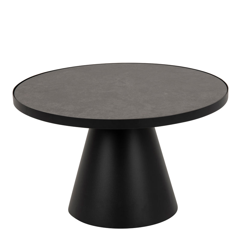 Soli Round Ceramic Coffee Table in Black 65.7x40cm — front view
