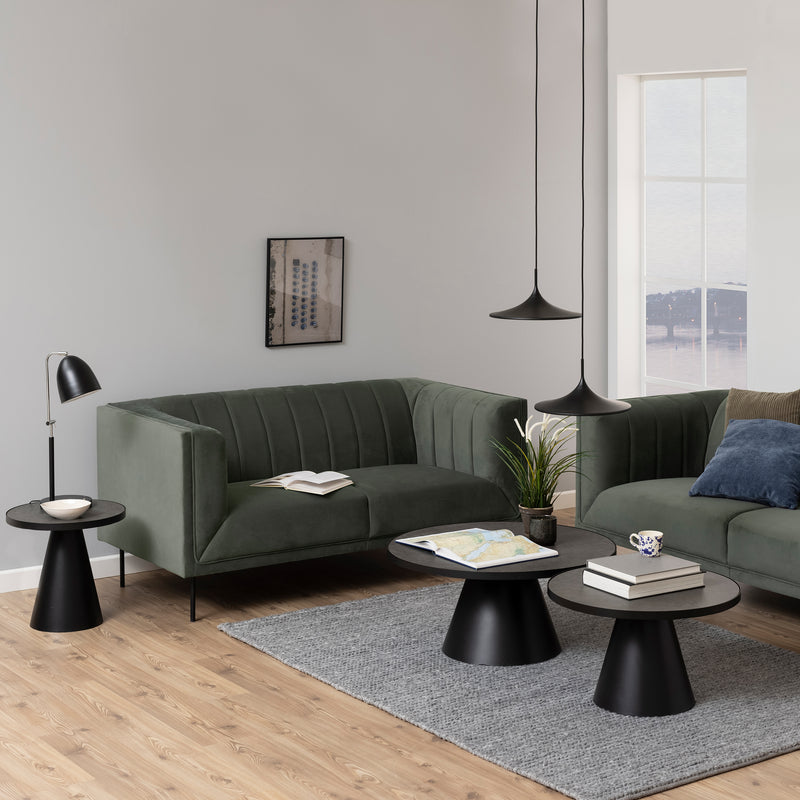 Soli Round Ceramic Coffee Table in Black 65.7x40cm — side angle