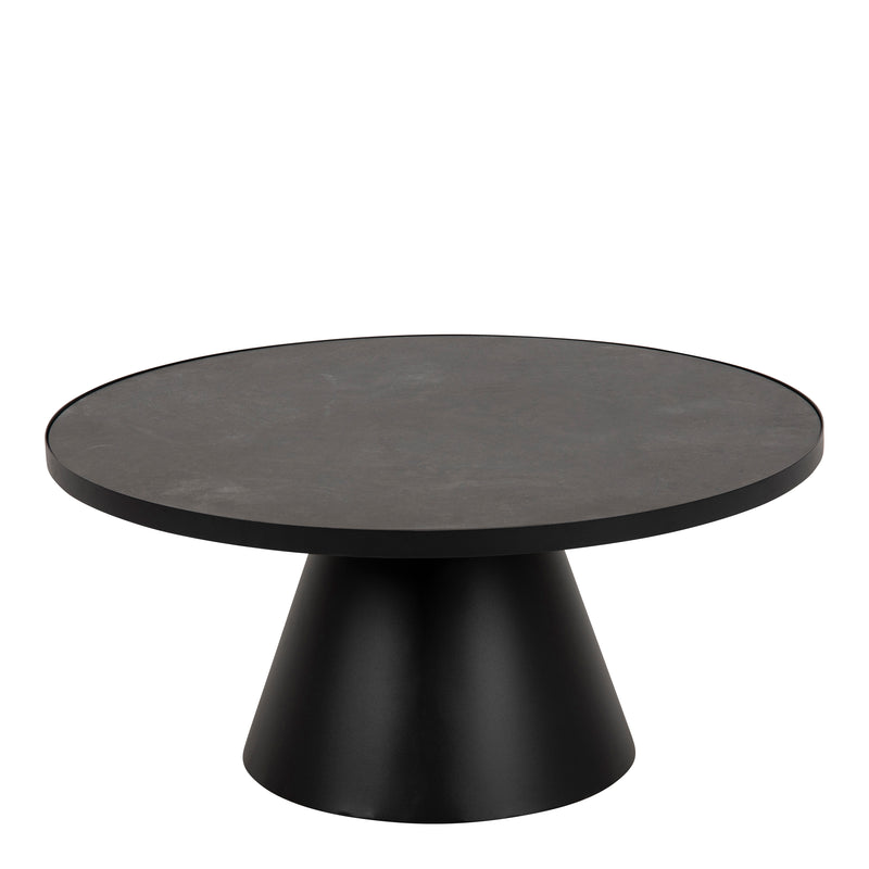 Soli Low Round Ceramic Coffee Table in Black 85.7x40cm — front view
