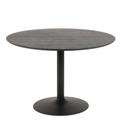 Ibiza Round Dining Table with Black Ash Top and Matt Black Base — front view