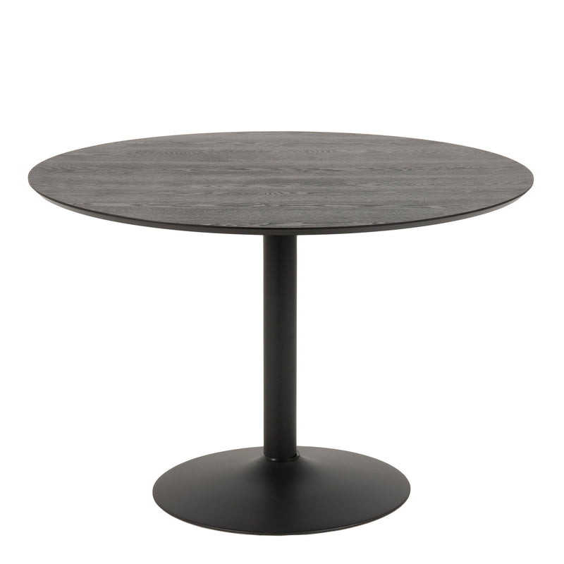 Ibiza Round Dining Table with Black Ash Top and Matt Black Base — front view