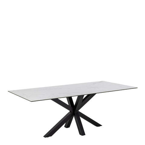 Heaven Dining Table with Ceramic White Top 200cm — front view