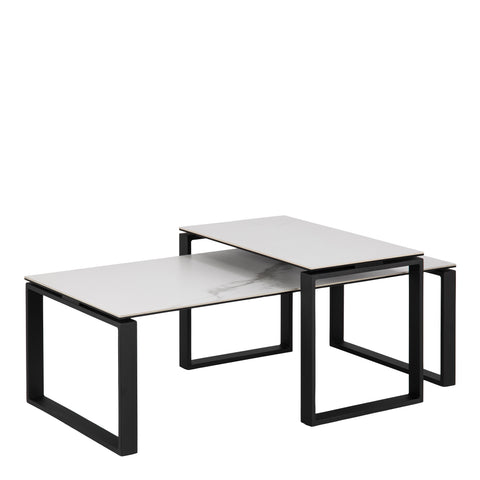 Katrine Coffee Table Set with White Ceramic Akranes Top — front view