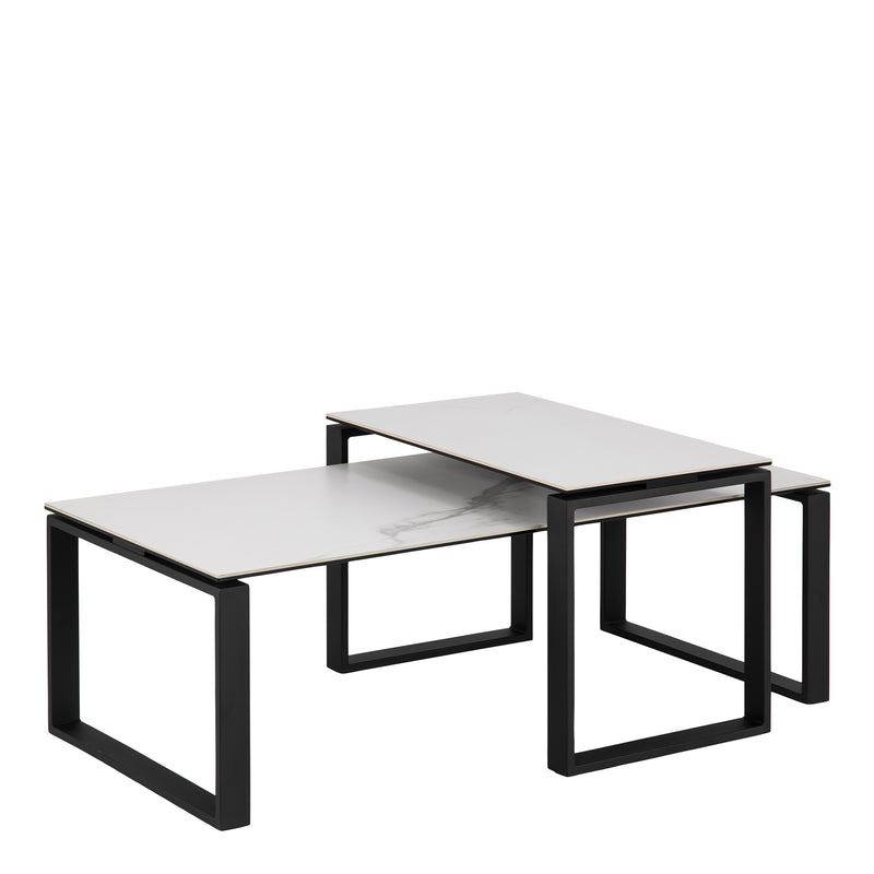 Katrine Coffee Table Set with White Ceramic Akranes Top — front view