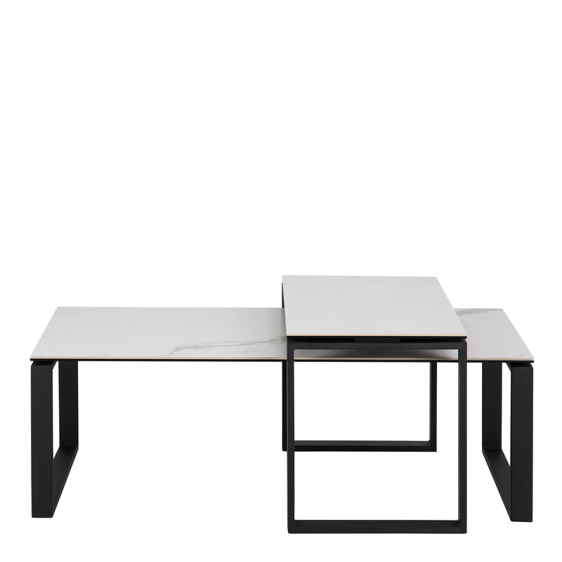 Katrine Coffee Table Set with White Ceramic Akranes Top — side angle