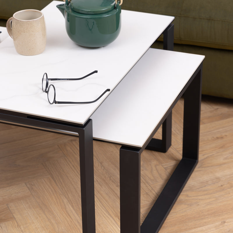 Katrine Coffee Table Set with White Ceramic Akranes Top — alternative angle