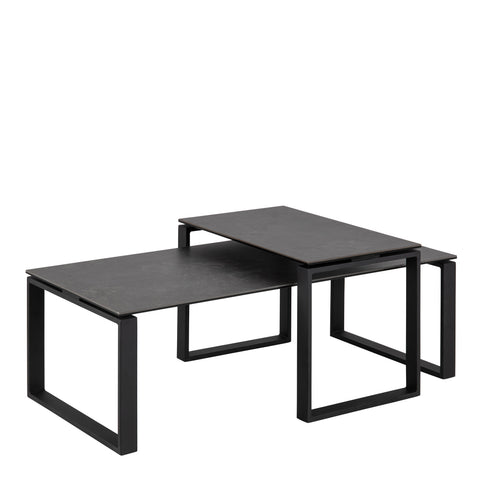 Katrine Ceramic Coffee Table Set in Black — front view