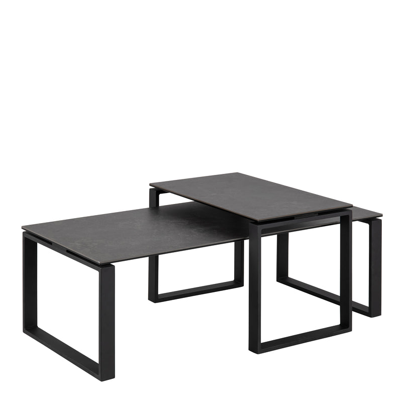 Katrine Ceramic Coffee Table Set in Black — front view