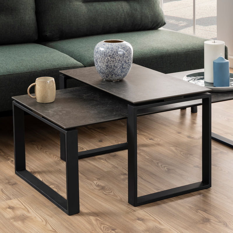 Katrine Ceramic Coffee Table Set in Black — alternative angle