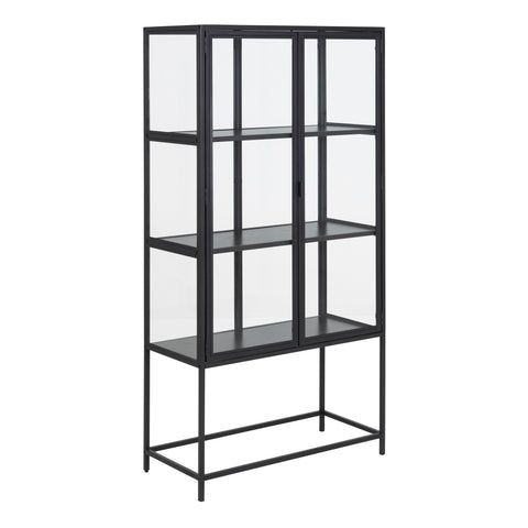 Seaford 2 Glass Door Display Cabinet in Black — front view