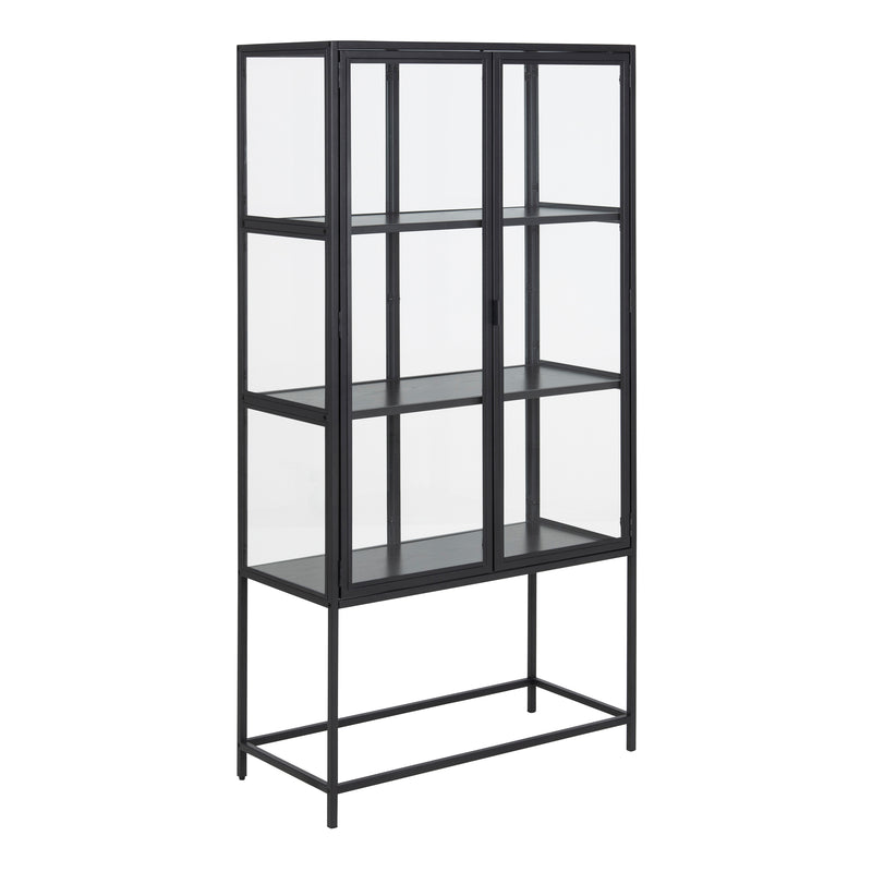 Seaford 2 Glass Door Display Cabinet in Black — front view