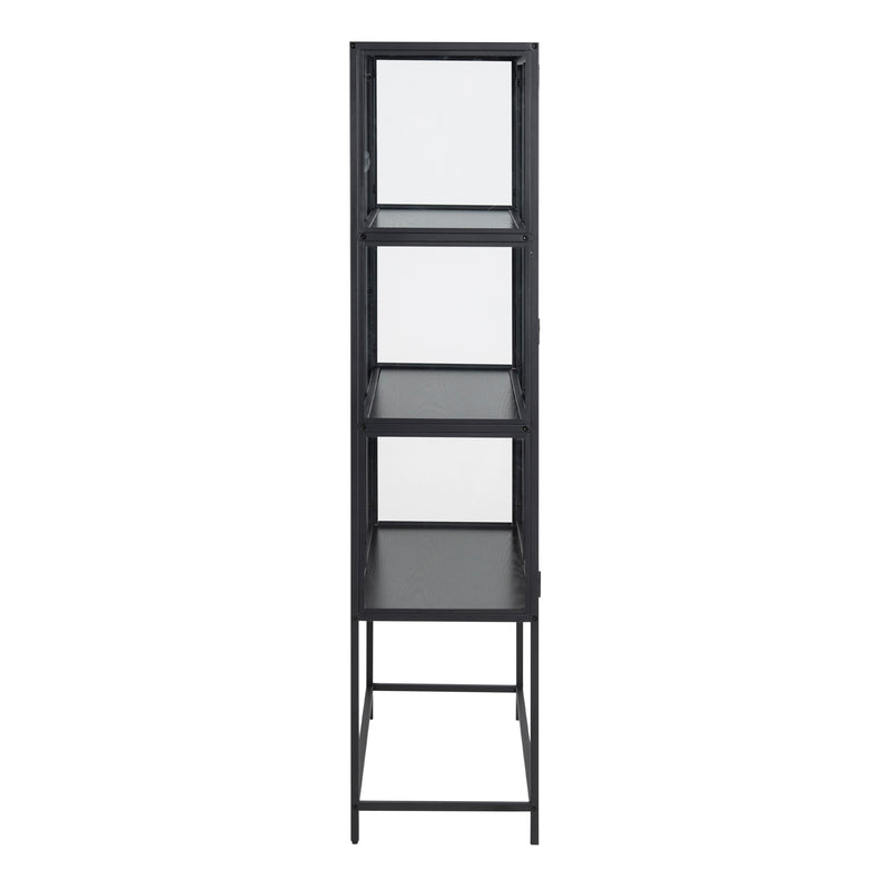 Seaford 2 Glass Door Display Cabinet in Black — detail view