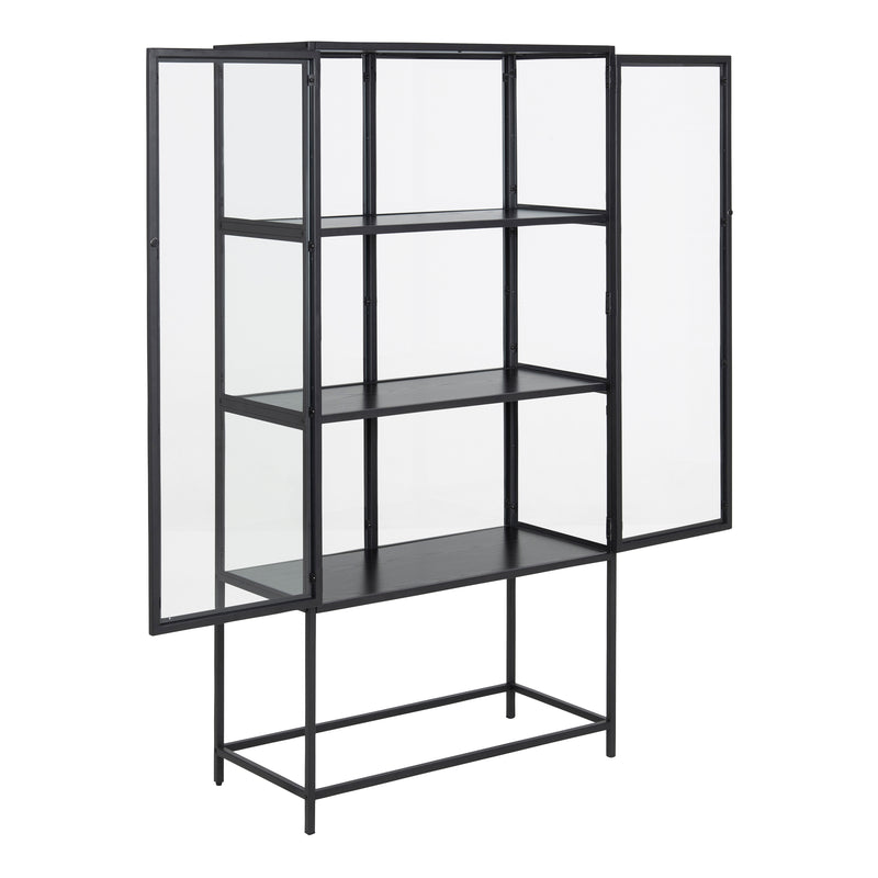 Seaford 2 Glass Door Display Cabinet in Black — alternative angle