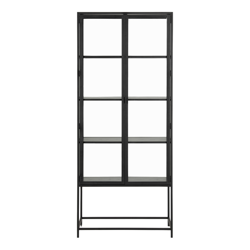 Seaford Tall Black Metal 2 Door Display Cabinet — side angle