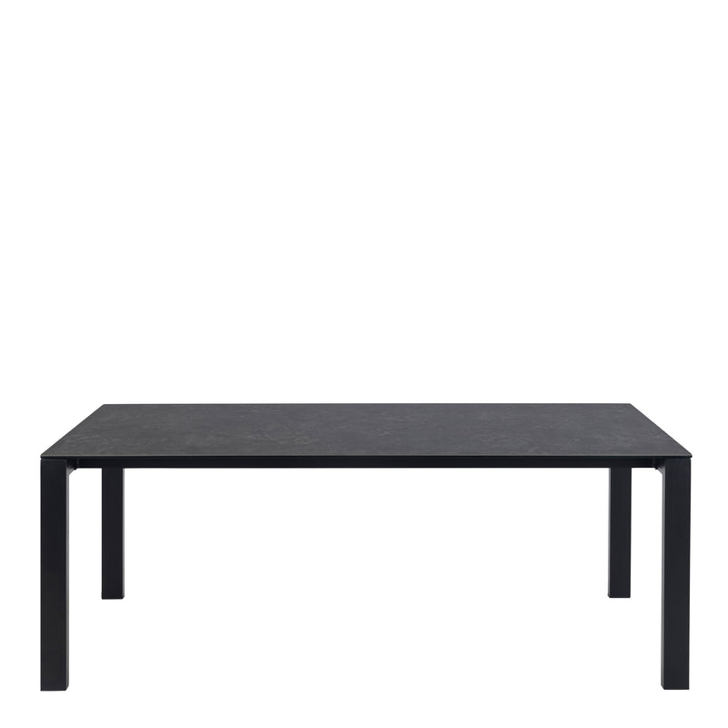 Brentford Matt Black Ceramic Dining Table — side angle