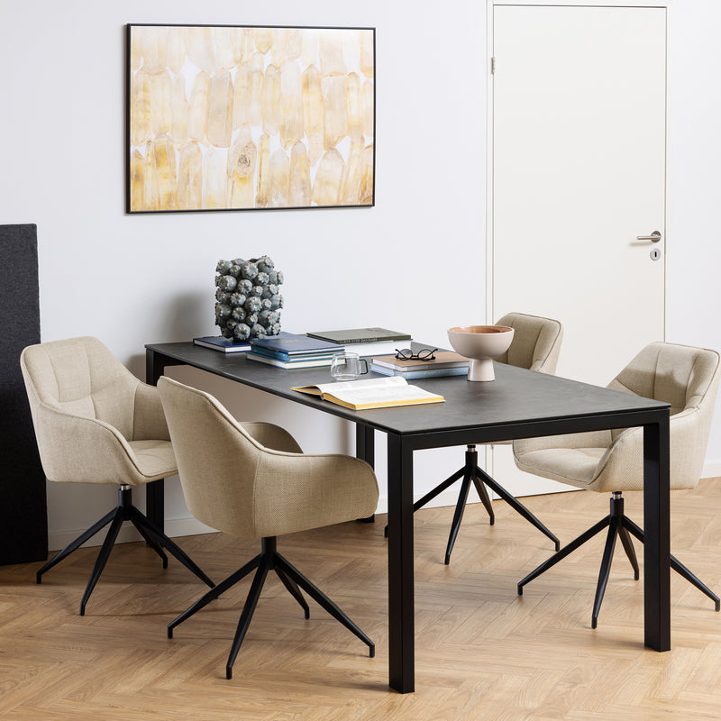 Brentford Matt Black Ceramic Dining Table — detail view