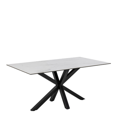 Heaven Dining Table in Ceramic White 160x90cm — front view