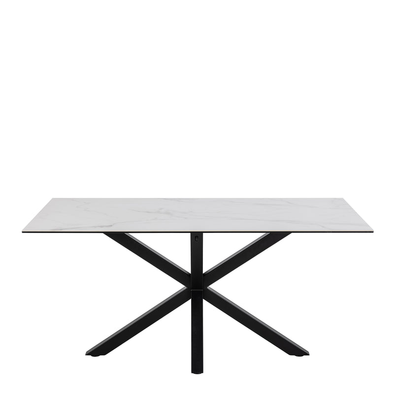 Heaven Dining Table in Ceramic White 160x90cm — side angle