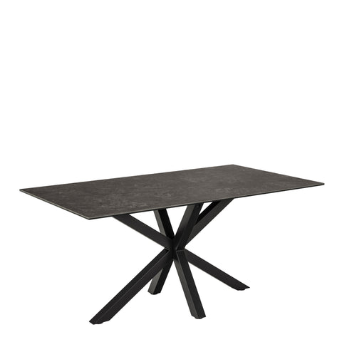 Heaven Dining Table in Ceramic Black Top 160x90cm — front view