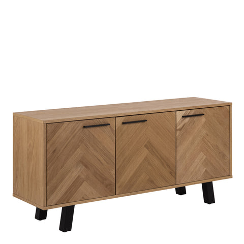 Brighton 3 Door Sideboard in Oak with Herringbone Effect — front view