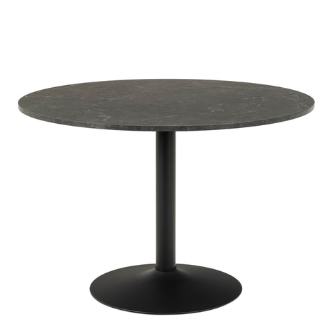 Ibiza Round Dining Table with Black Top and Matt Black Base — front view