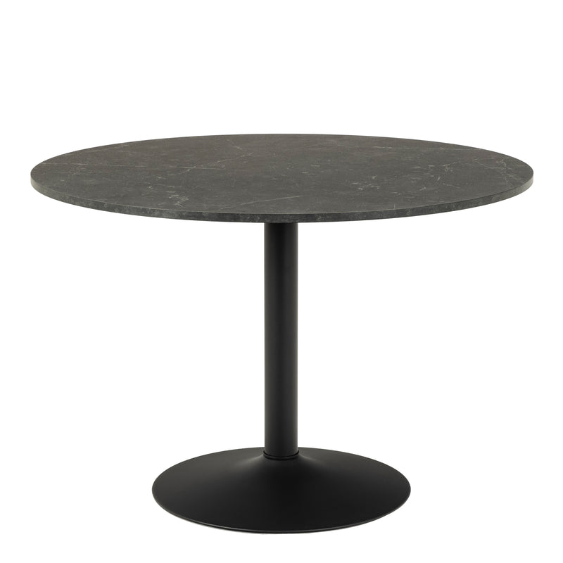 Ibiza Round Dining Table with Black Top and Matt Black Base — front view