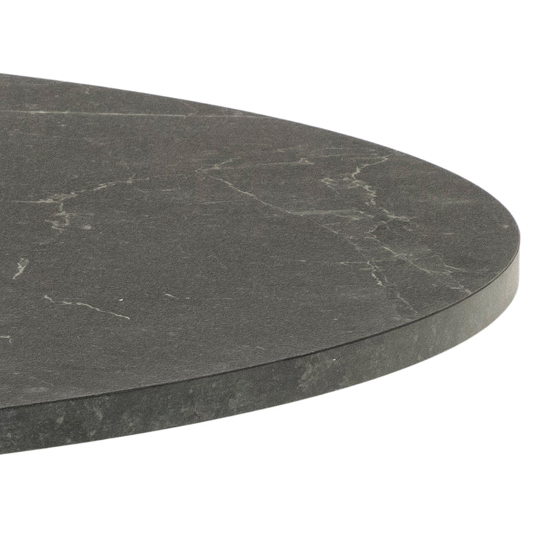 Ibiza Round Dining Table with Black Top and Matt Black Base — detail view