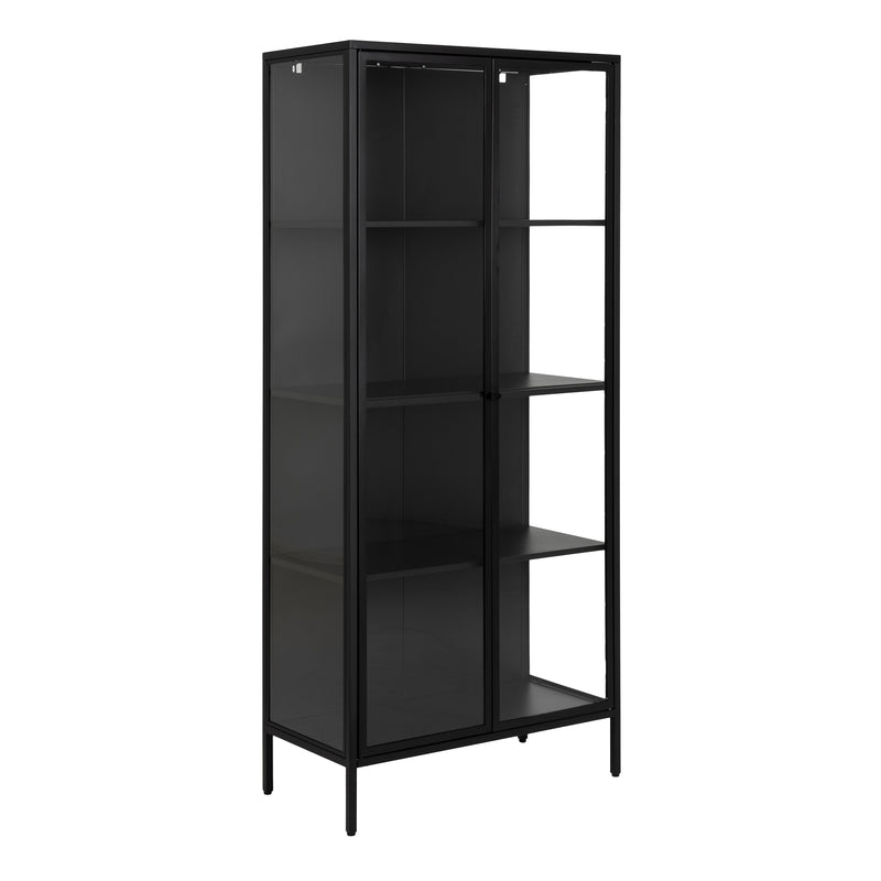 Newcastle Tall 2 Door Display Cabinet in Matt Black — front view