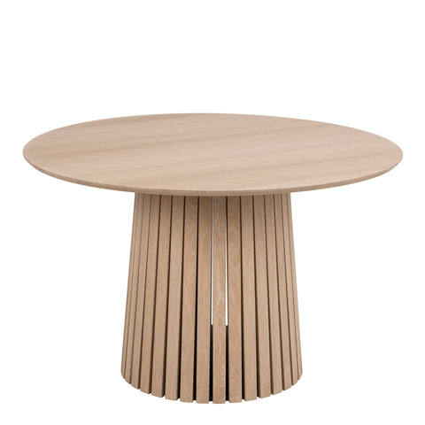 Christo Round Dining Table in White Oak — front view