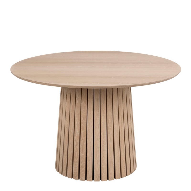 Christo Round Dining Table in White Oak — side angle