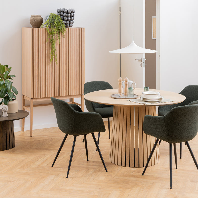 Christo Round Dining Table in White Oak — detail view