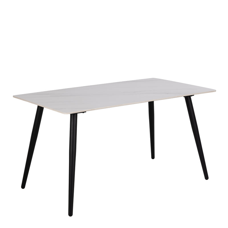 Wicklow Ceramic Dining Table in White 140x80cm — front view