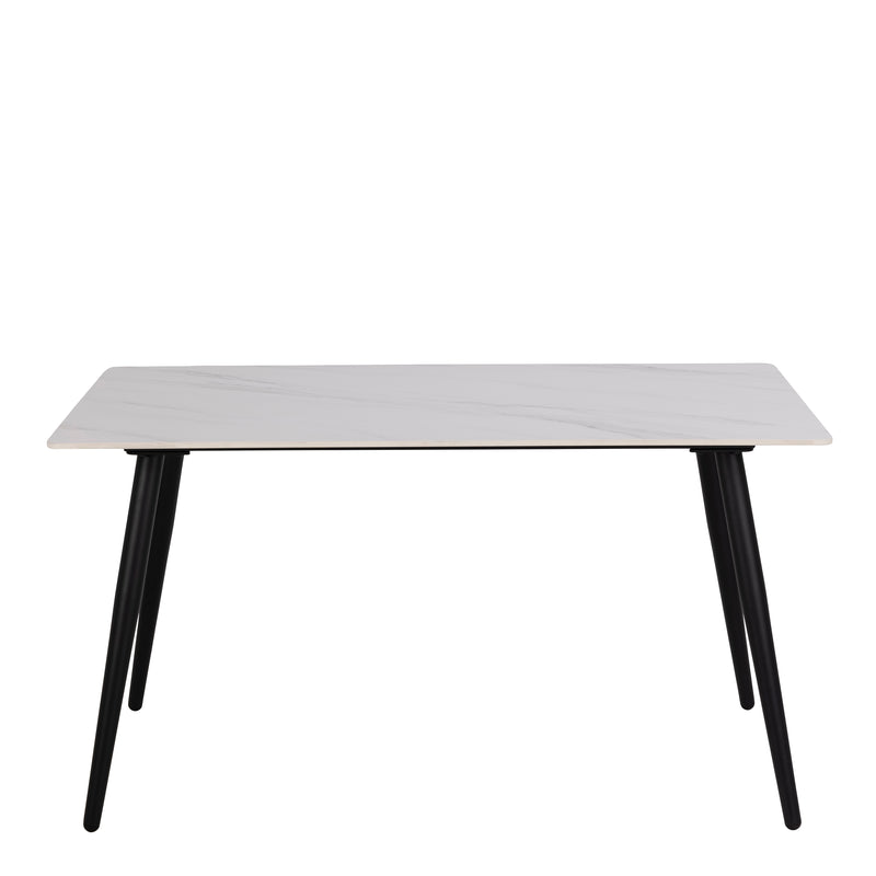 Wicklow Ceramic Dining Table in White 140x80cm — side angle