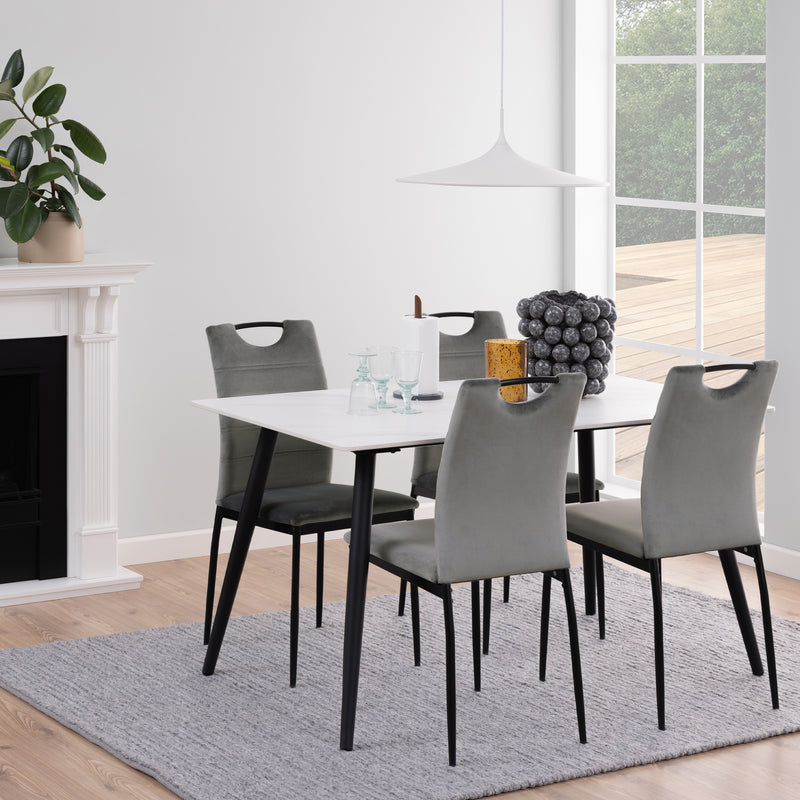 Wicklow Ceramic Dining Table in White 140x80cm — detail view