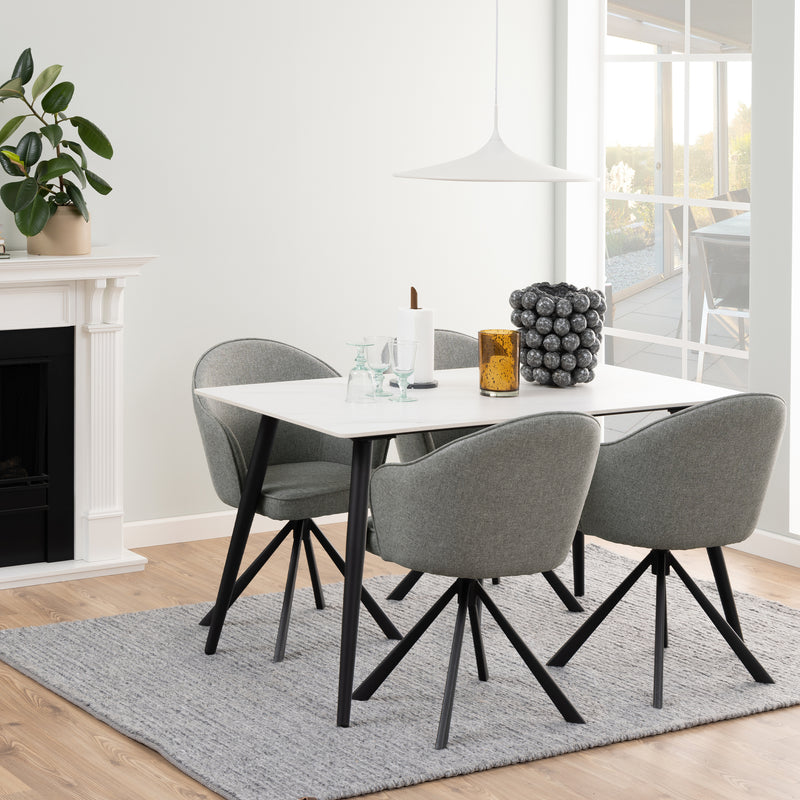 Wicklow Ceramic Dining Table in White 140x80cm — alternative angle