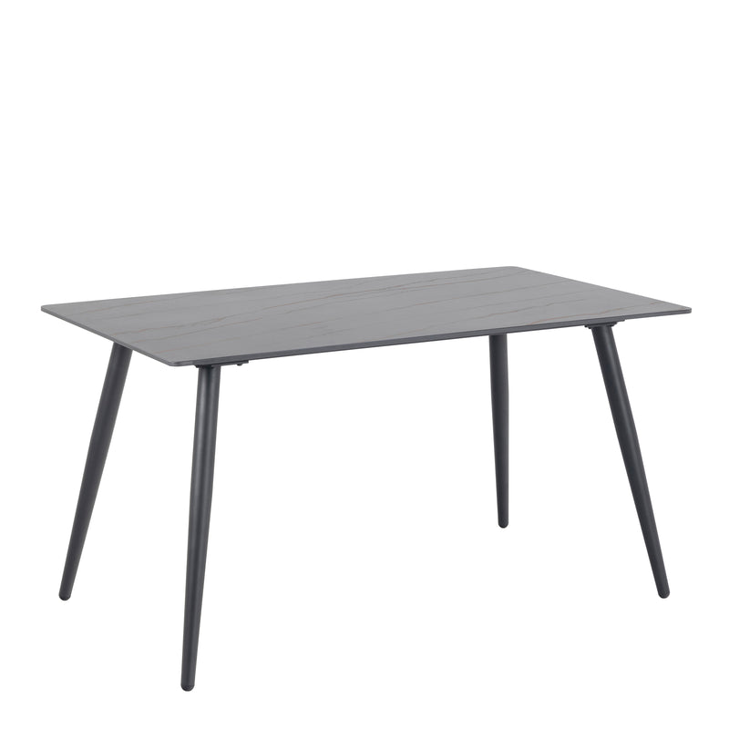 Wicklow Ceramic Dining Table in Black 140x80cm — front view