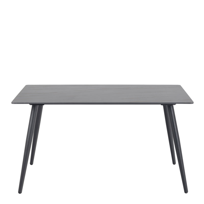 Wicklow Ceramic Dining Table in Black 140x80cm — side angle