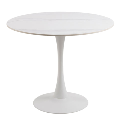 Malta Ceramic Round Dining Table in White 90x75cm — front view