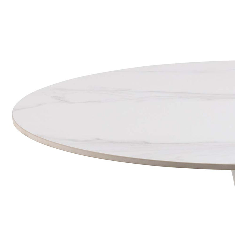 Malta Ceramic Round Dining Table in White 90x75cm — alternative angle