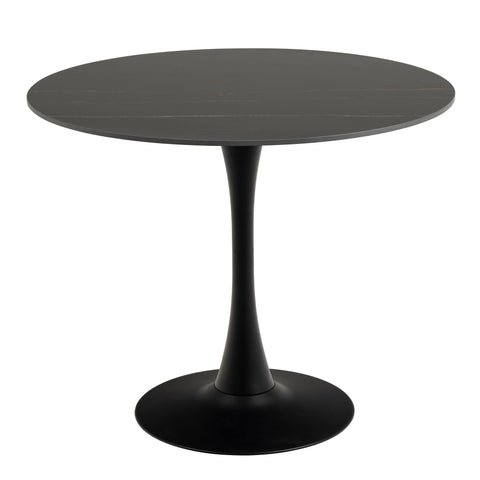 Malta Ceramic Round Dining Table in Black 90x75cm — front view