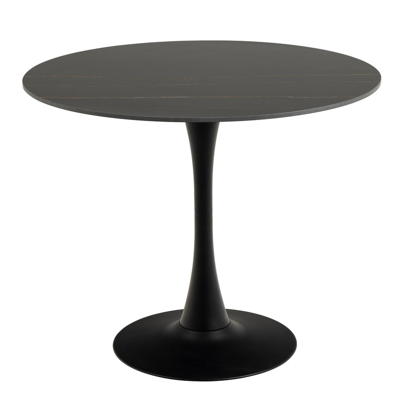 Malta Ceramic Round Dining Table in Black 90x75cm — front view
