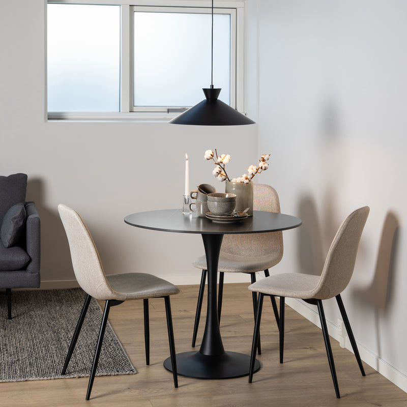 Malta Ceramic Round Dining Table in Black 90x75cm — alternative angle